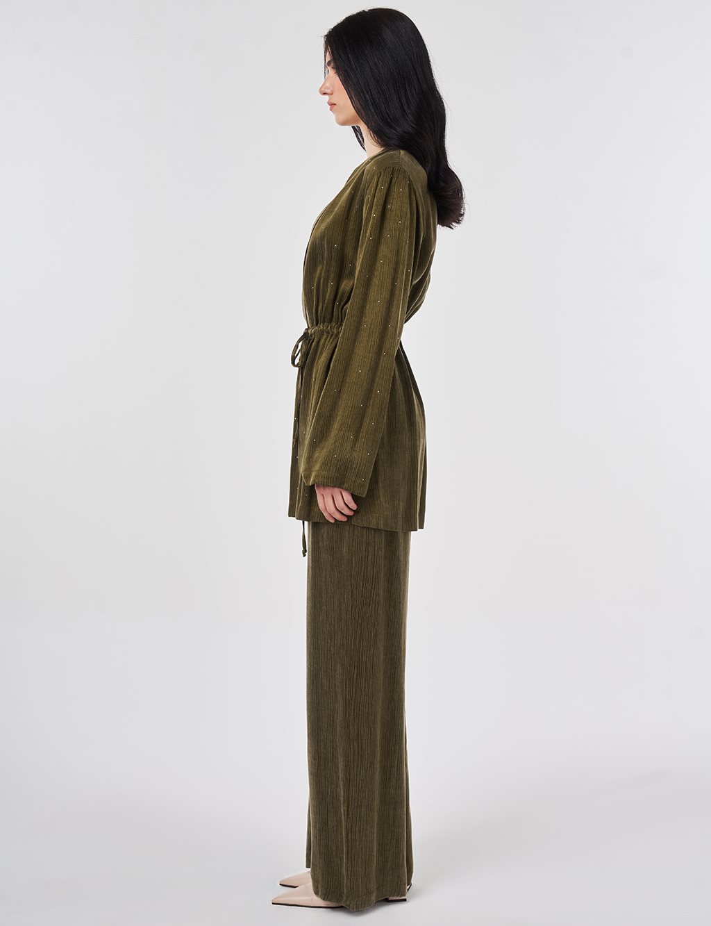 Hotfix Printed Lyocell Viscose Two-Piece Set Dark Khaki