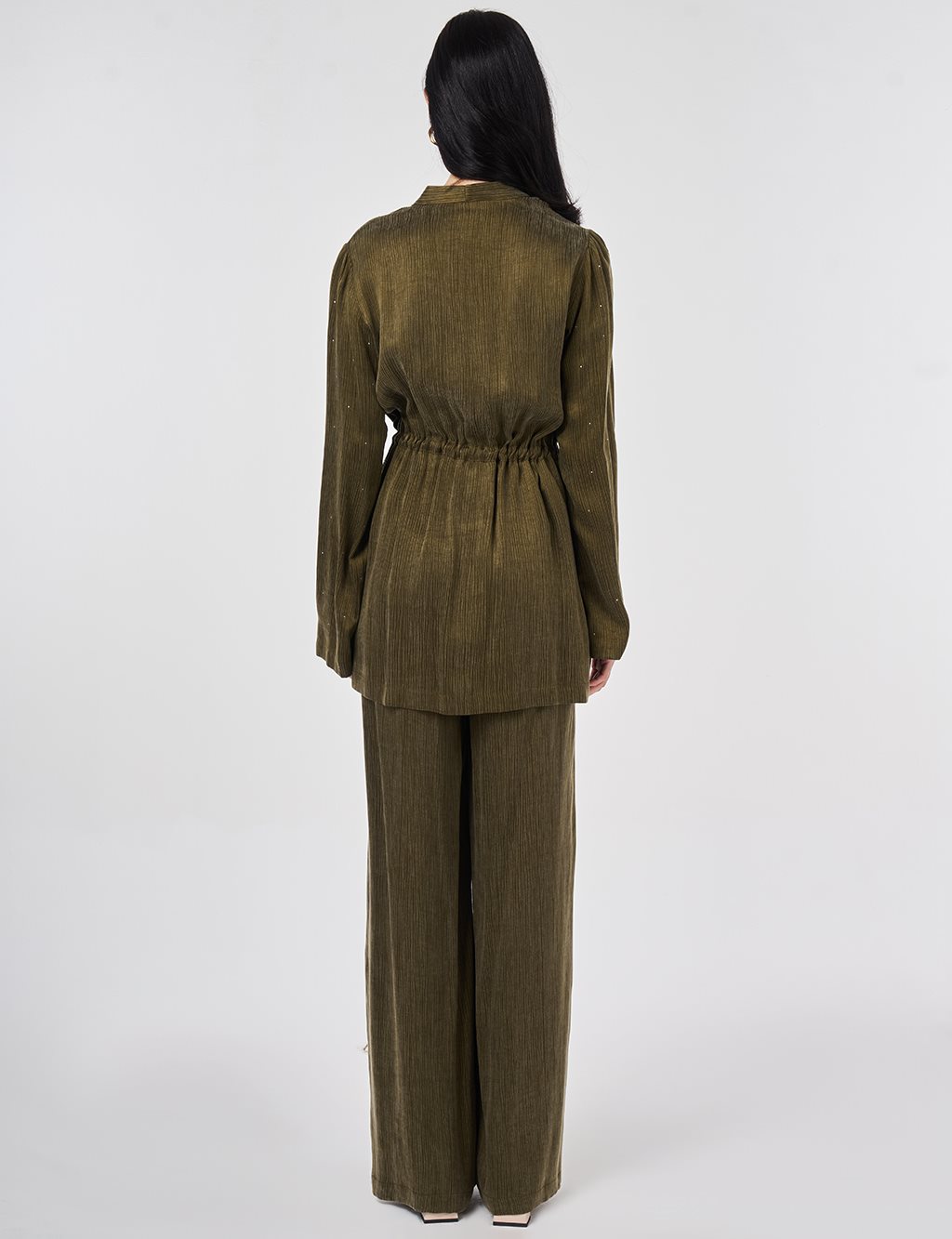 Hotfix Printed Lyocell Viscose Two-Piece Set Dark Khaki