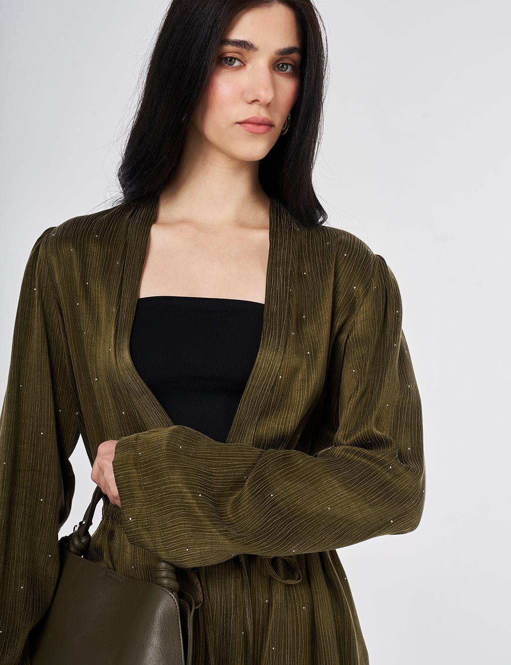 Hotfix Printed Lyocell Viscose Two-Piece Set Dark Khaki