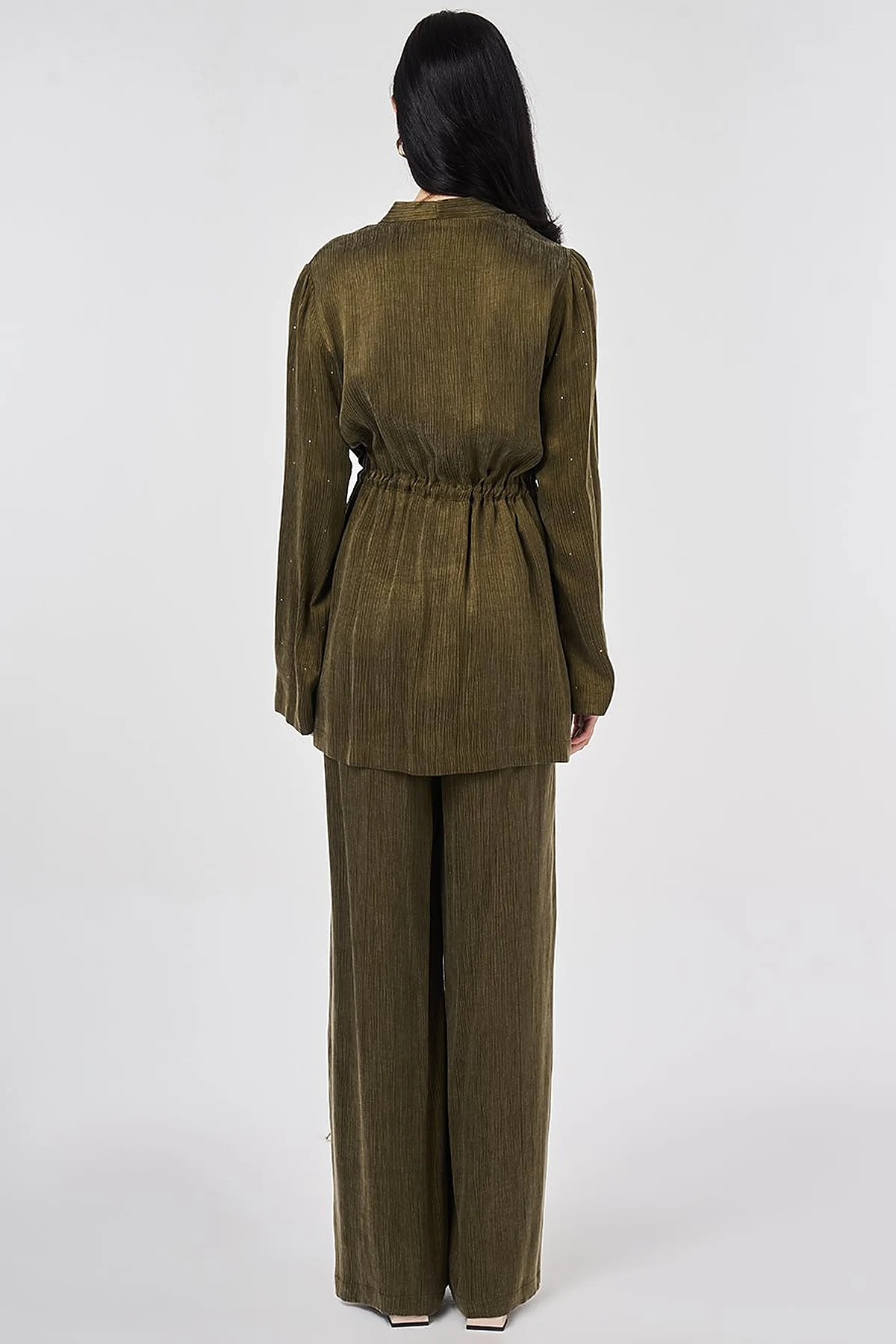 Hotfix Printed Lyocell Viscose Two-Piece Set Dark Khaki