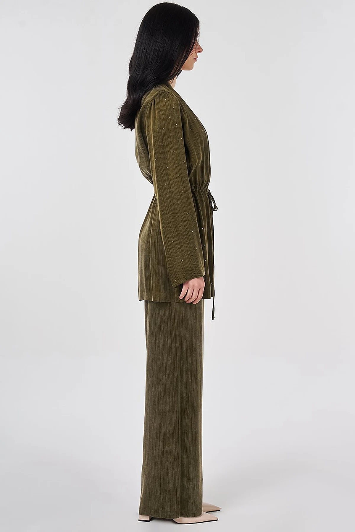 Hotfix Printed Lyocell Viscose Two-Piece Set Dark Khaki