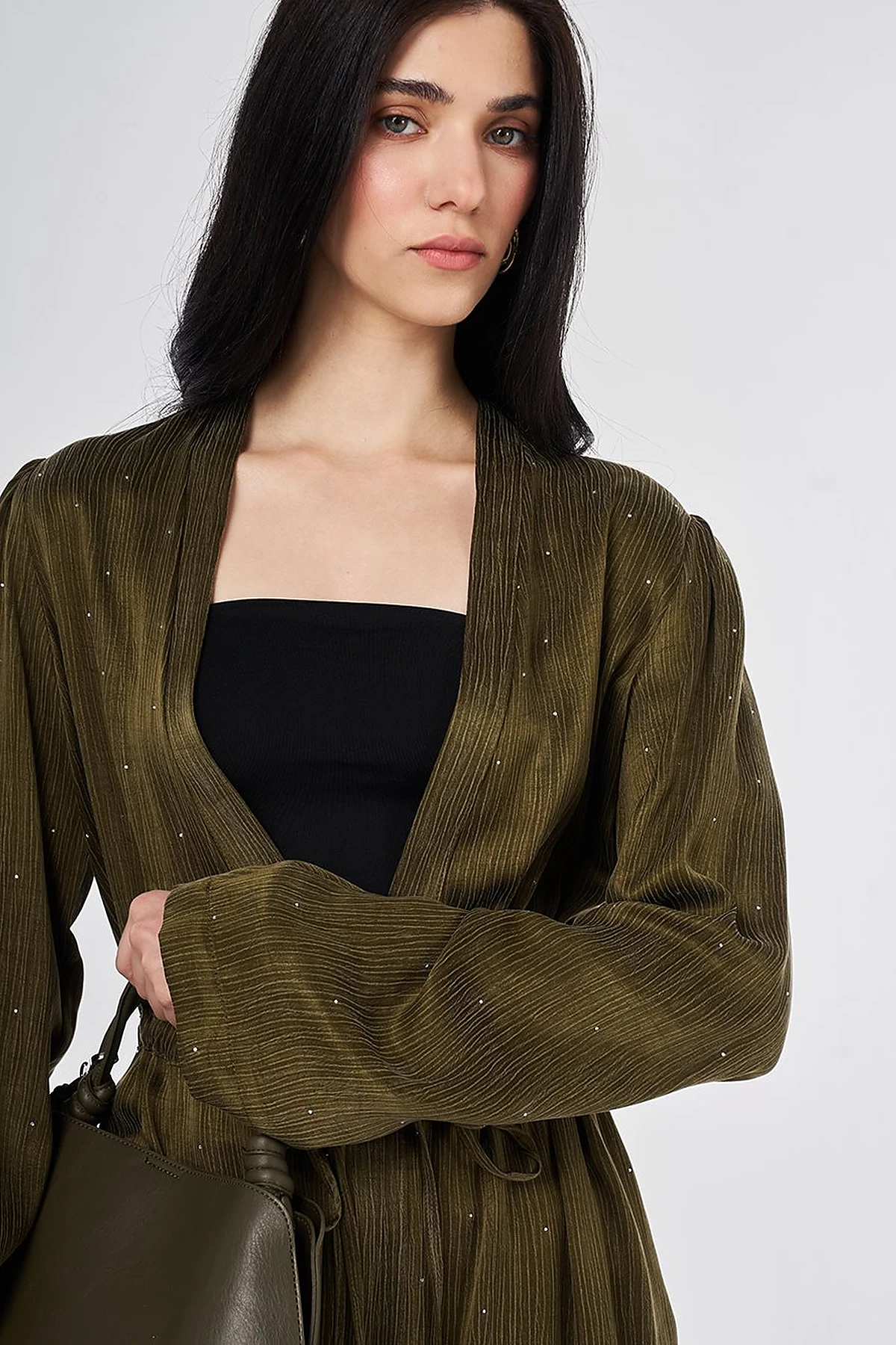 Hotfix Printed Lyocell Viscose Two-Piece Set Dark Khaki