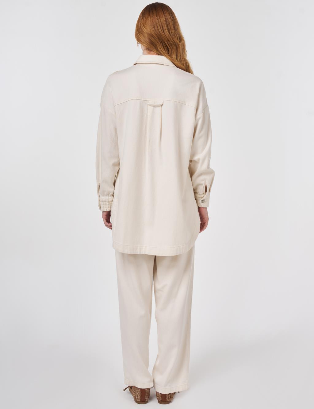 Embroidered Applique Two-Piece Set Cream