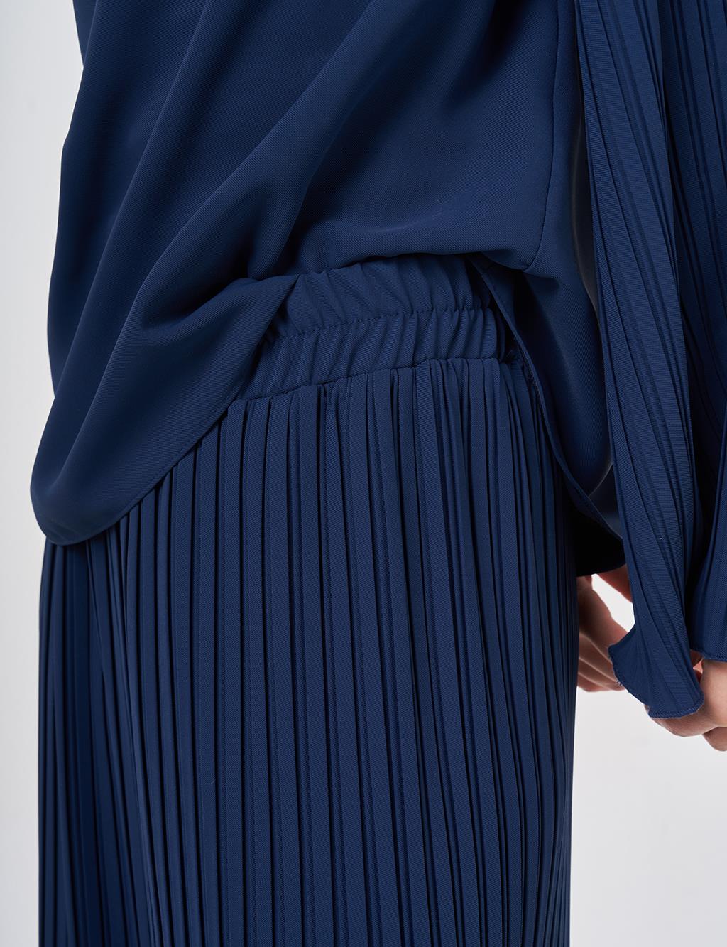 Pleated Two-Piece Set Indigo