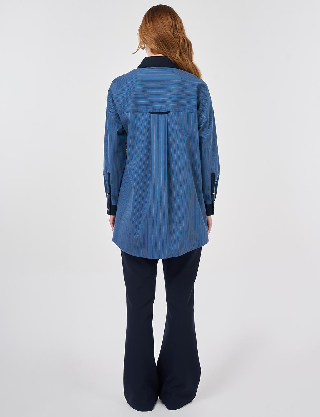 Single Pocket Cotton Tunic Indigo