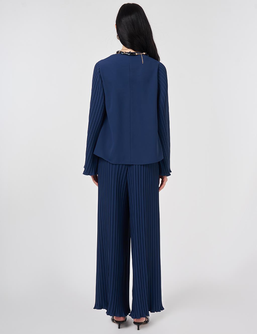 Pleated Two-Piece Set Indigo