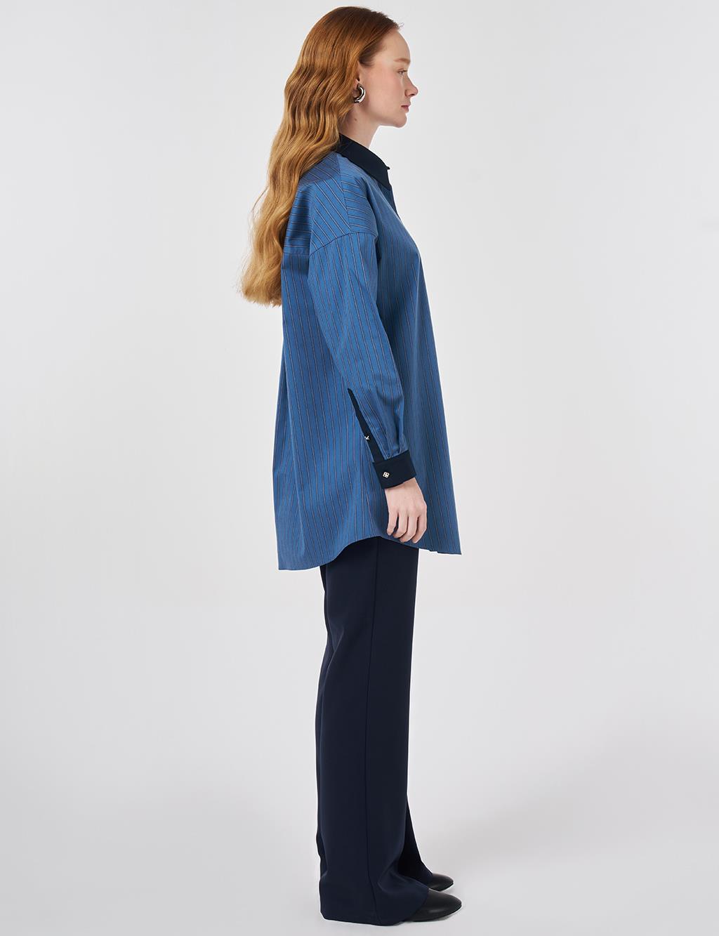 Single Pocket Cotton Tunic Indigo