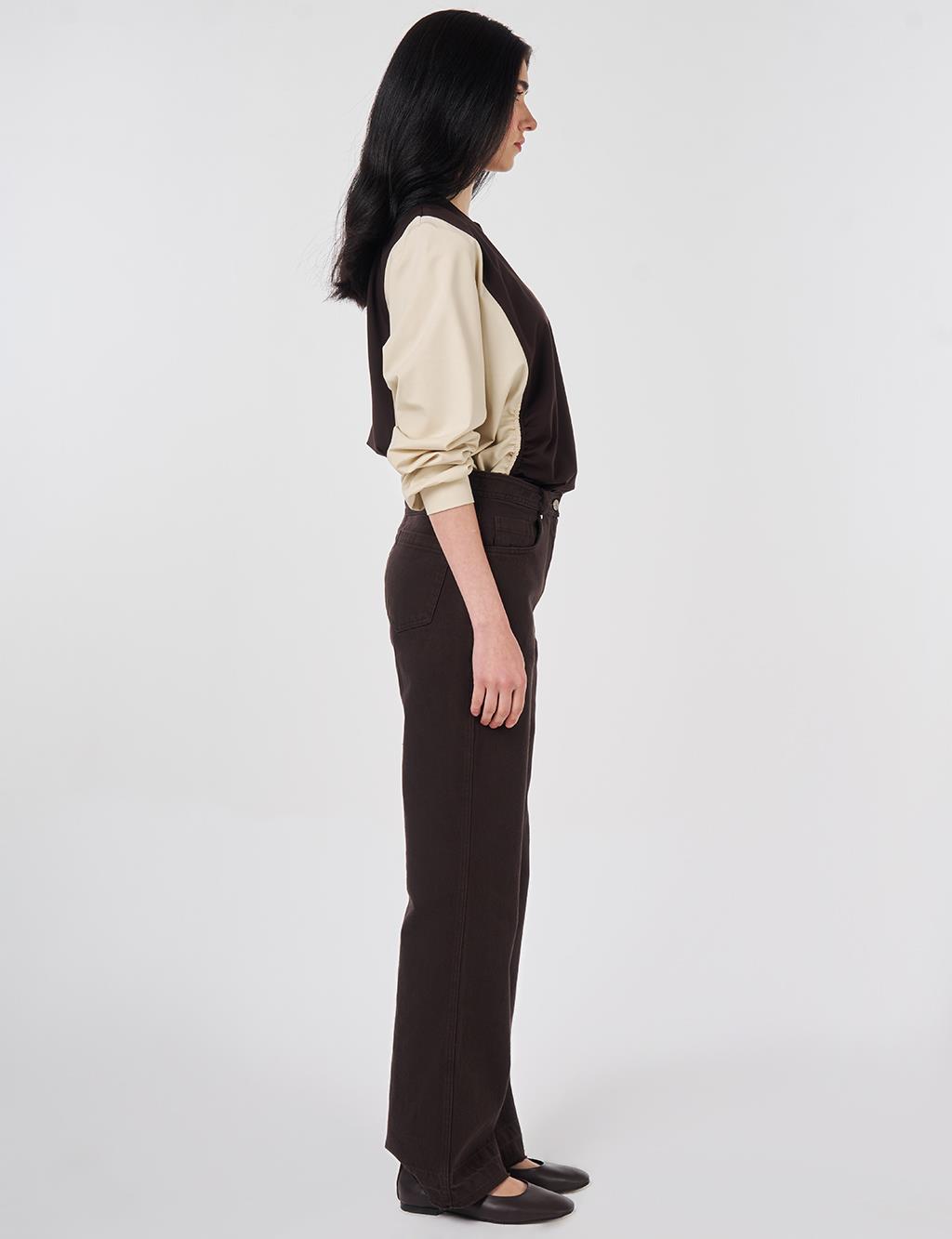 Straight Fit Denim Pants Dark Brown