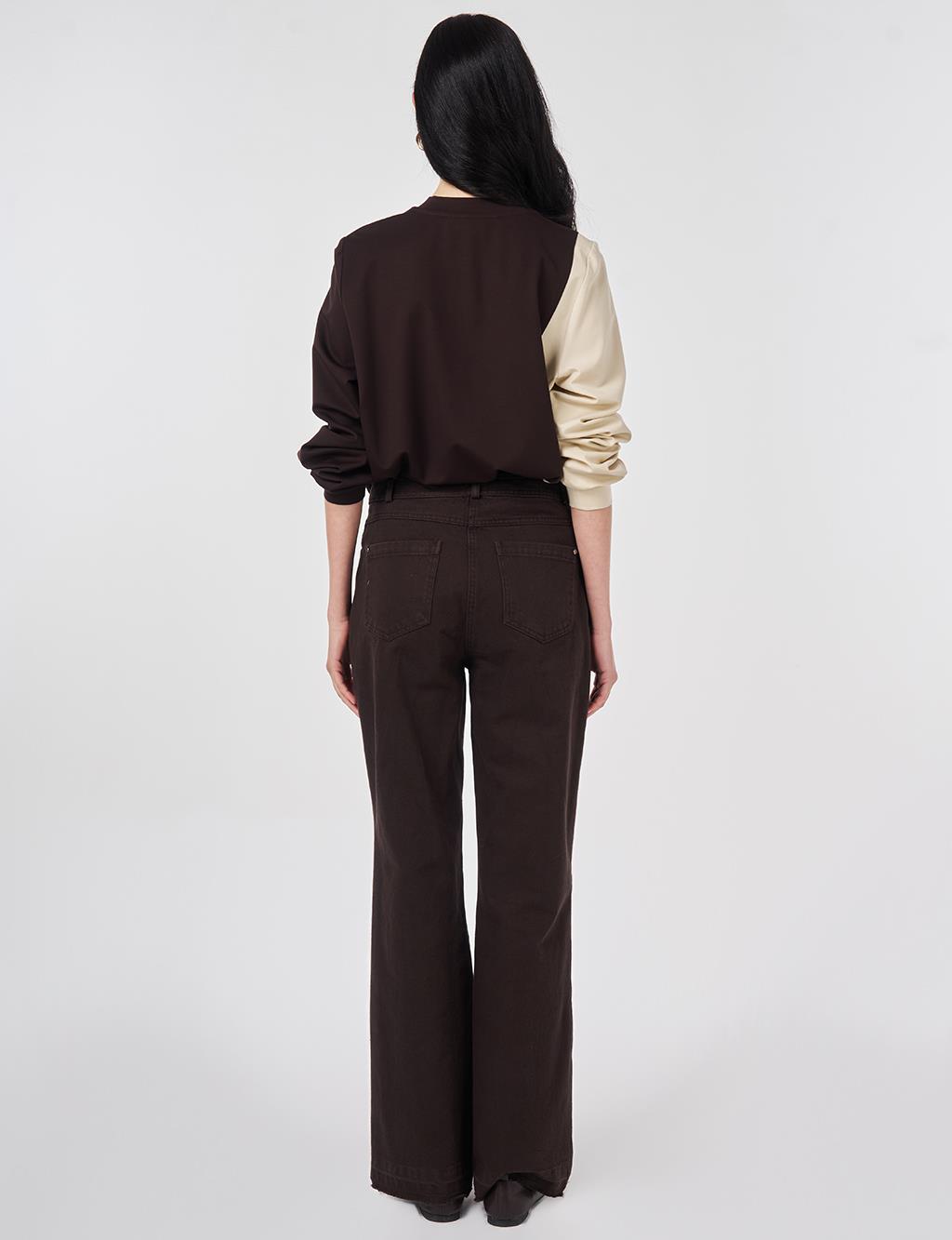 Straight Fit Denim Pants Dark Brown