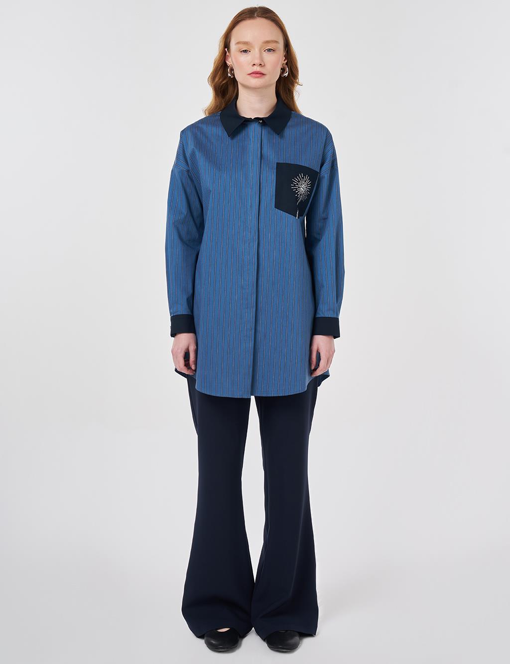 Single Pocket Cotton Tunic Indigo