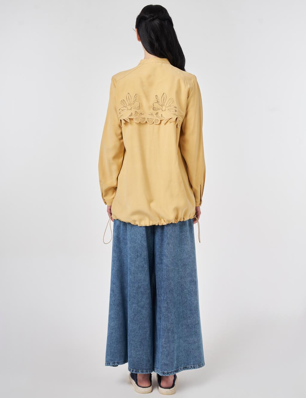 Embroidered Applique Tunic Mustard