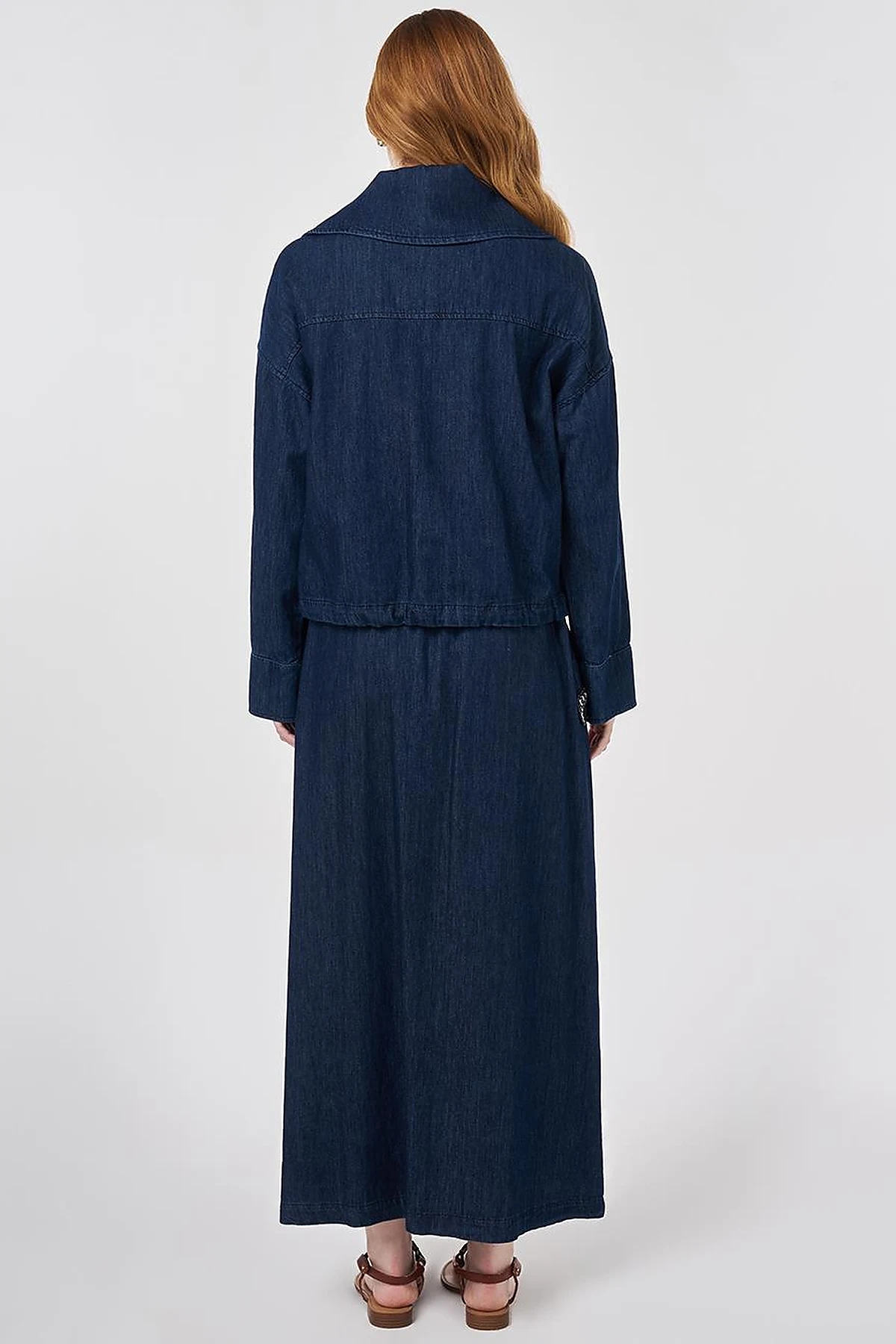 Embroidered Detail Denim Set Navy