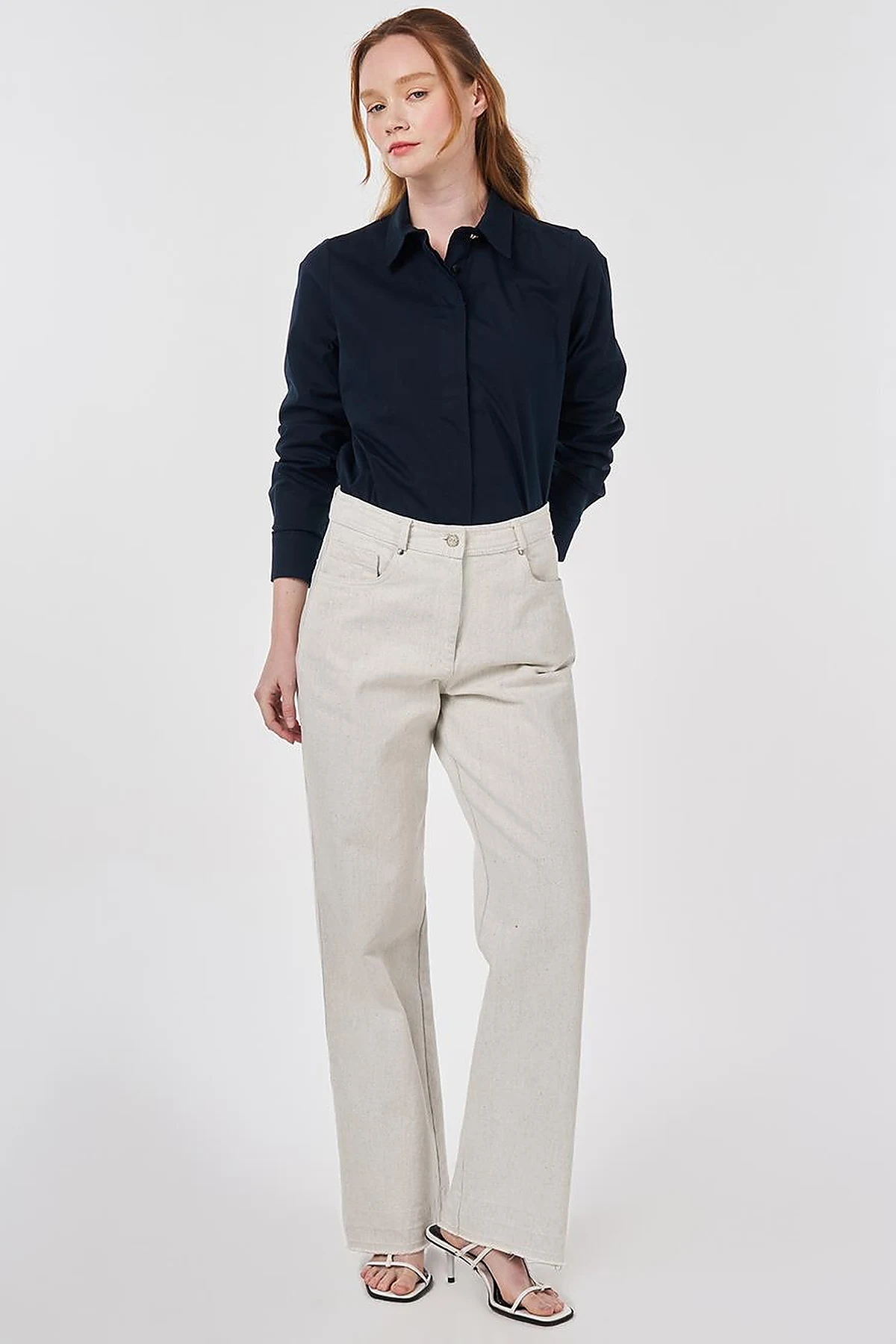Straight Fit Denim Pants Grey