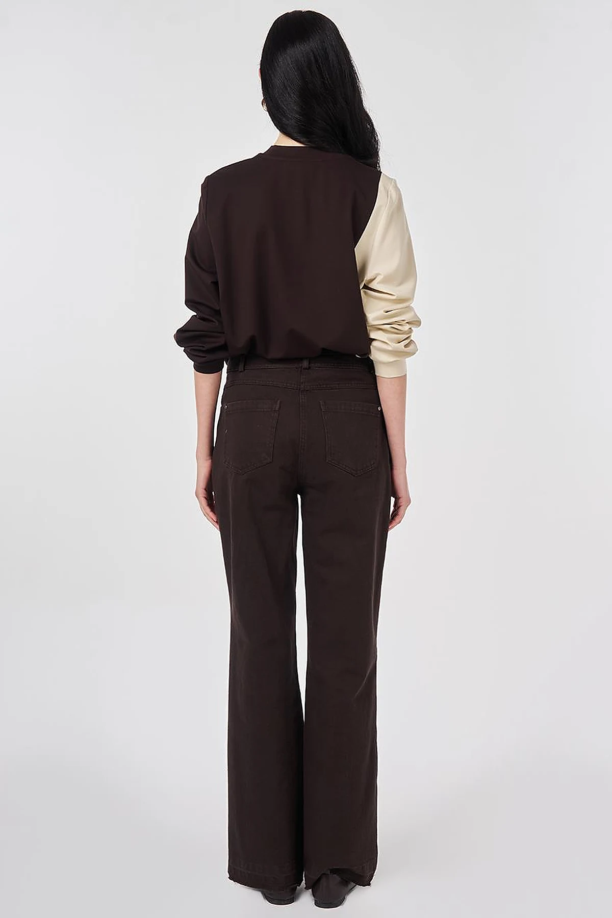 Straight Fit Denim Pantolon Koyu Kahve