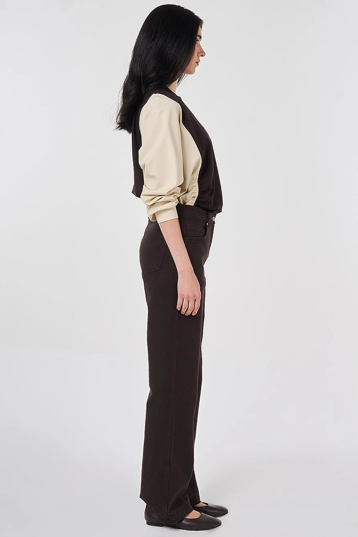 Straight Fit Denim Pantolon Koyu Kahve