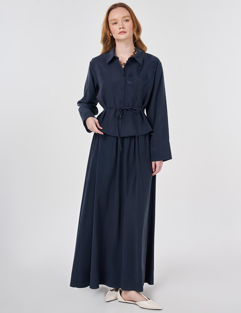 Hotfix Baskılı Etekli Takım Koyu Lacivert