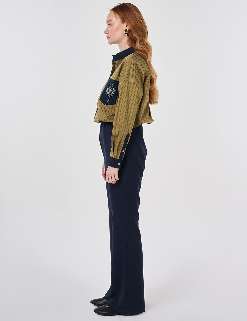 Basic Flared Trousers Dark Navy