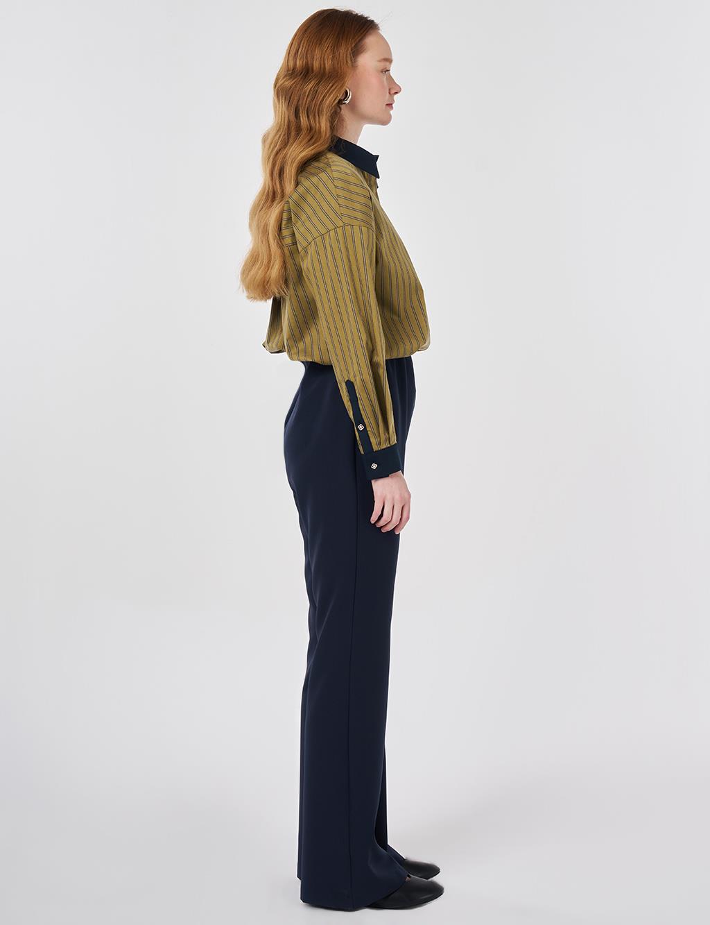 Basic Flared Trousers Dark Navy