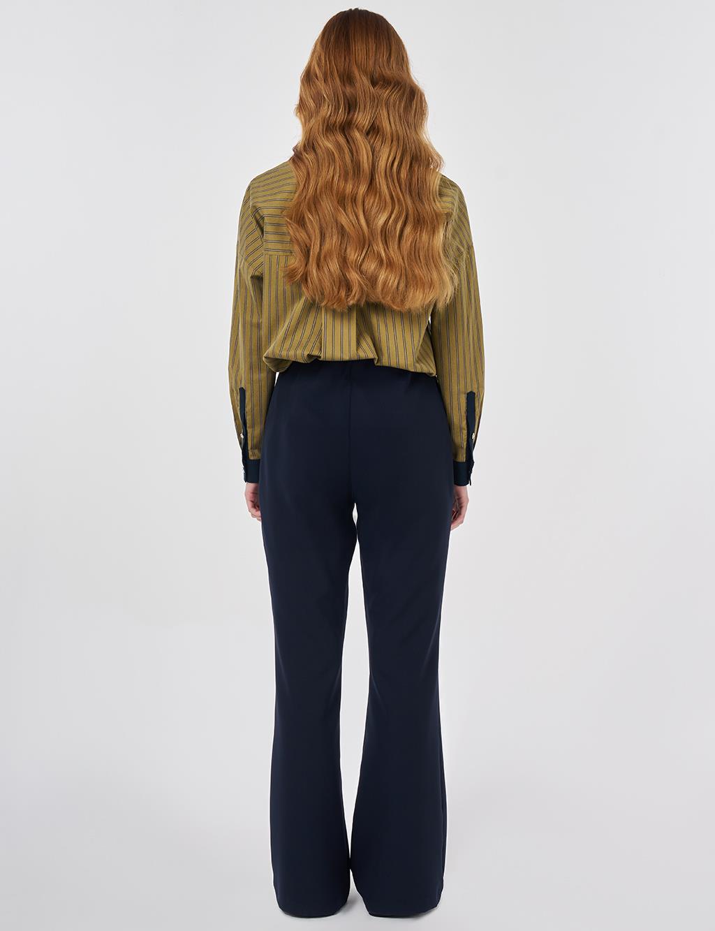 Basic Flared Trousers Dark Navy