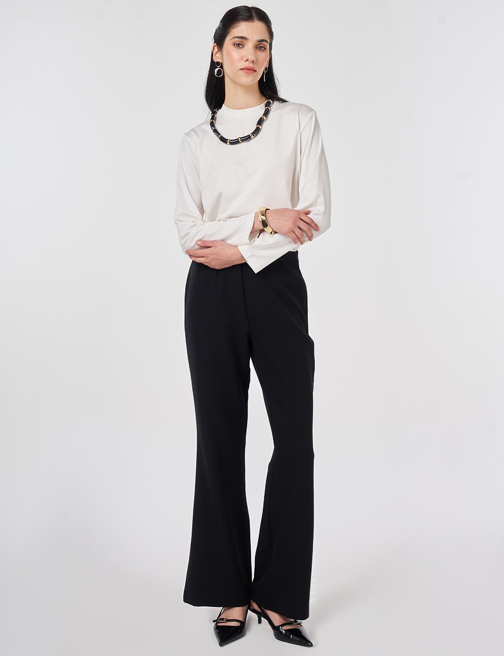 Basic Flared Trousers Black