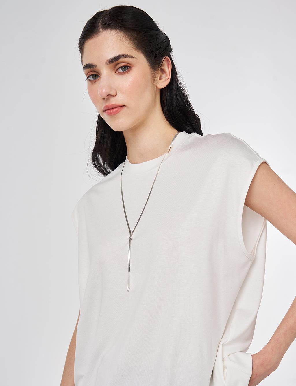 Sleeveless Knitted Blouse Ecru