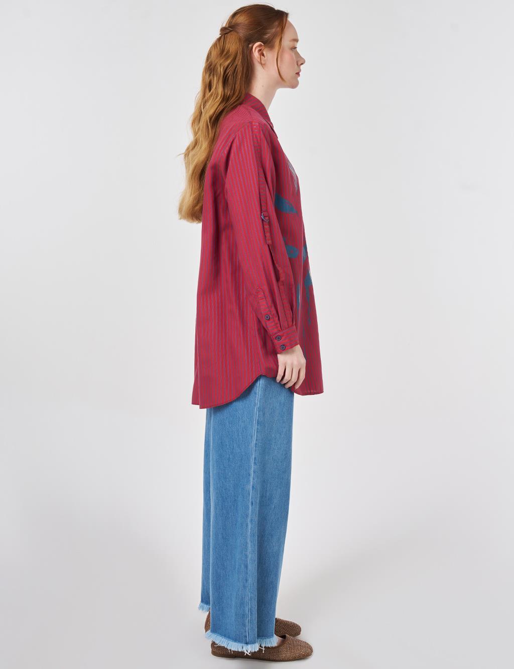 Single Pocket Viscose Tunic Red