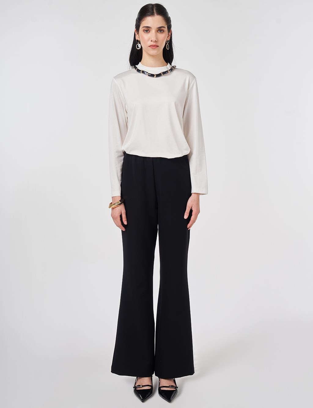 Basic Flared Trousers Black