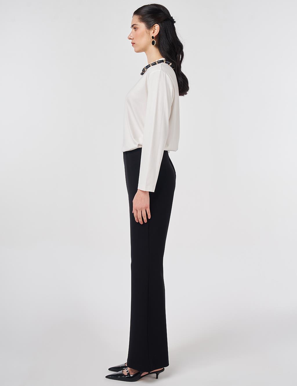 Basic Flared Trousers Black