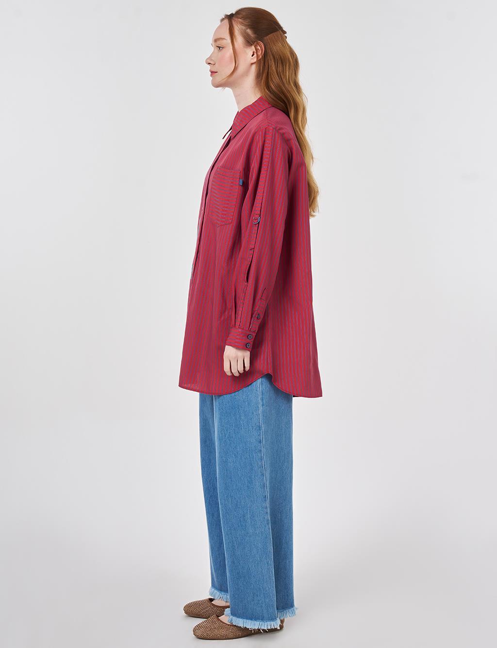 Single Pocket Viscose Tunic Red