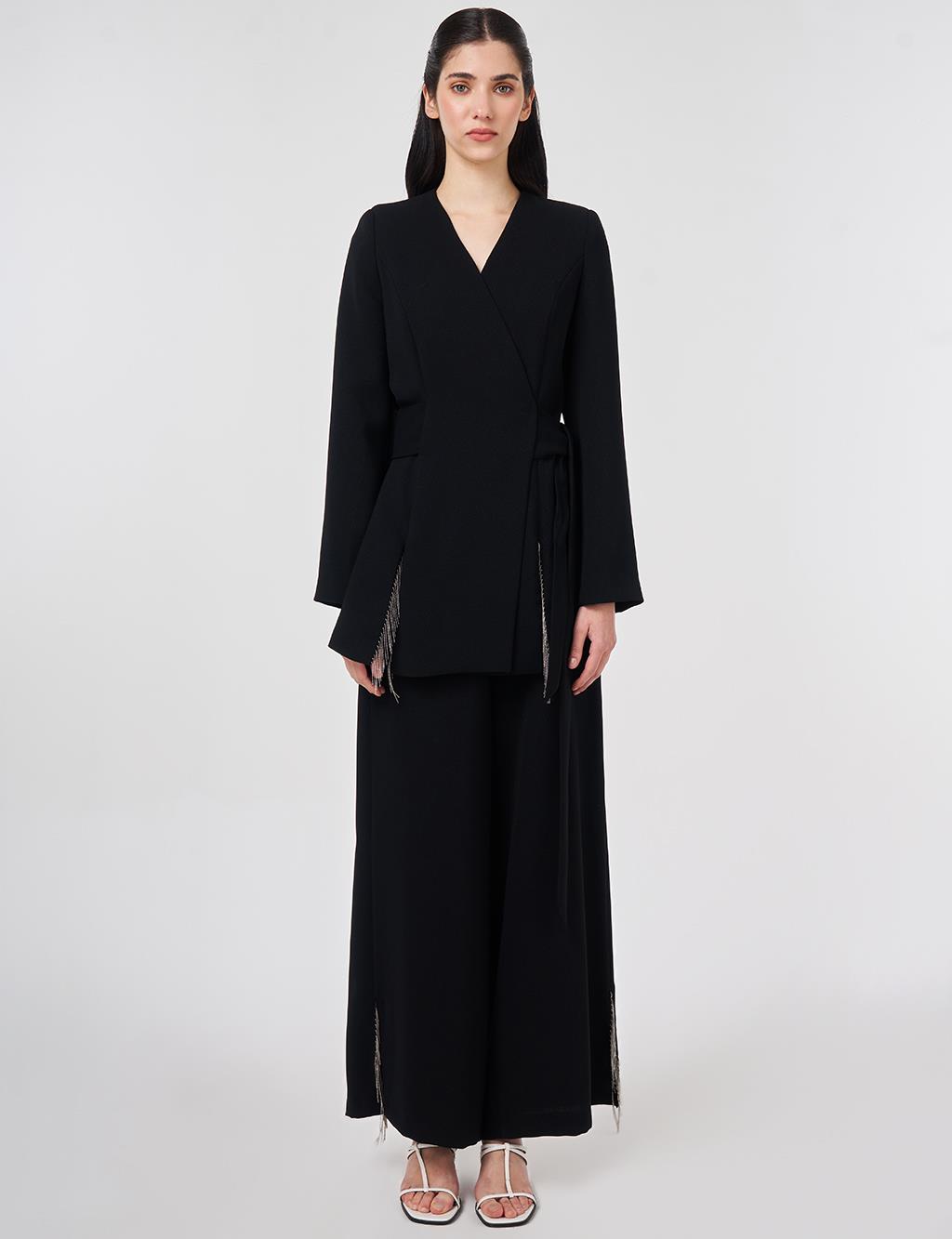 Kuşaklı İkili Takım Siyah