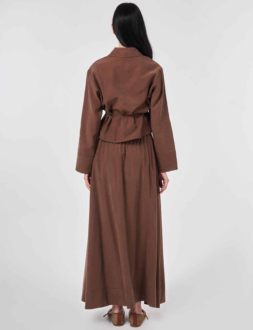 Hotfix Printed Skirt Set Chocolate