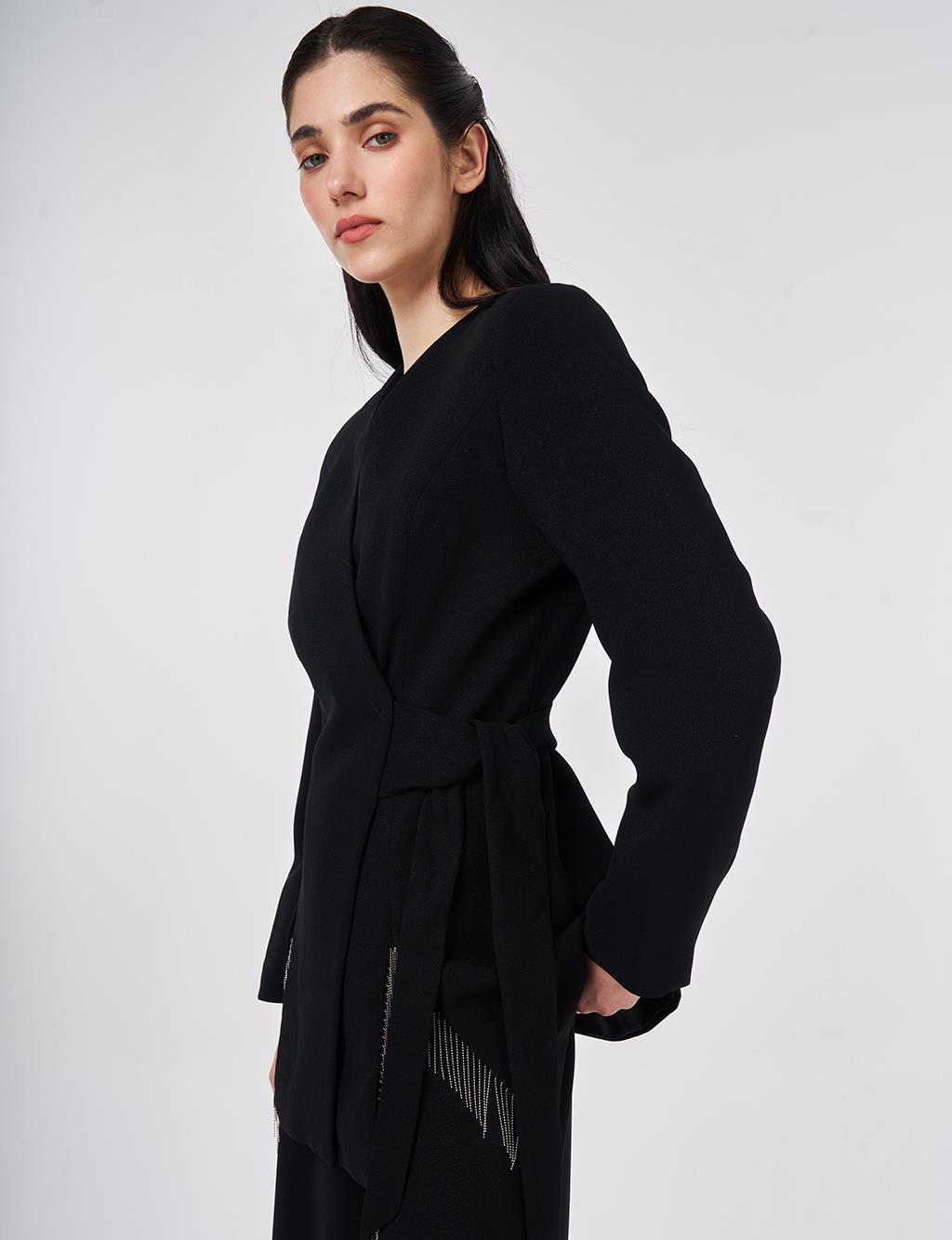 Kuşaklı İkili Takım Siyah