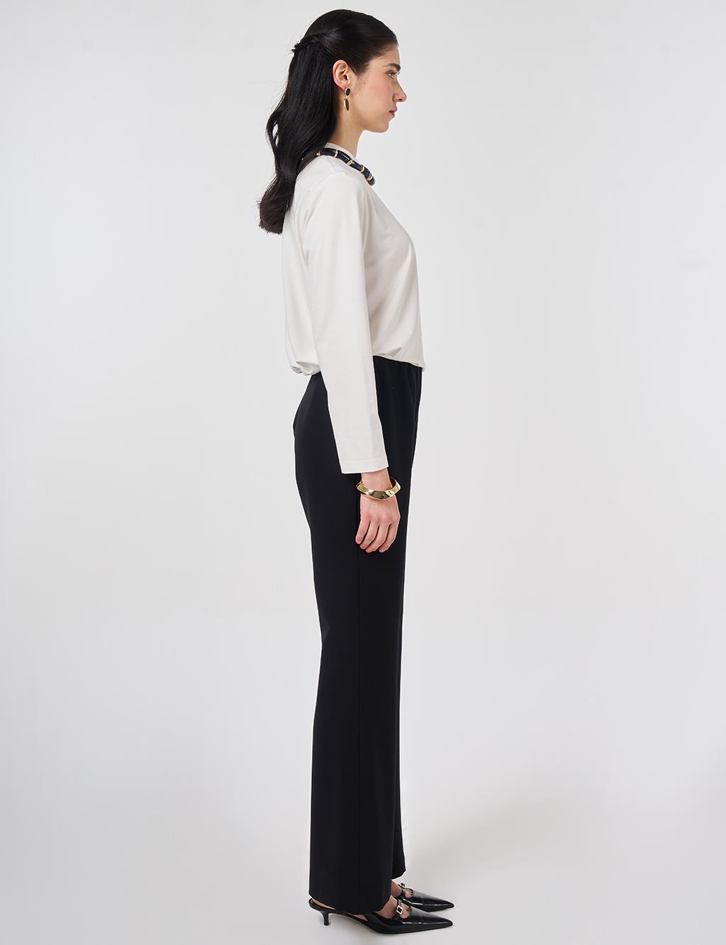 Basic Flared Trousers Black