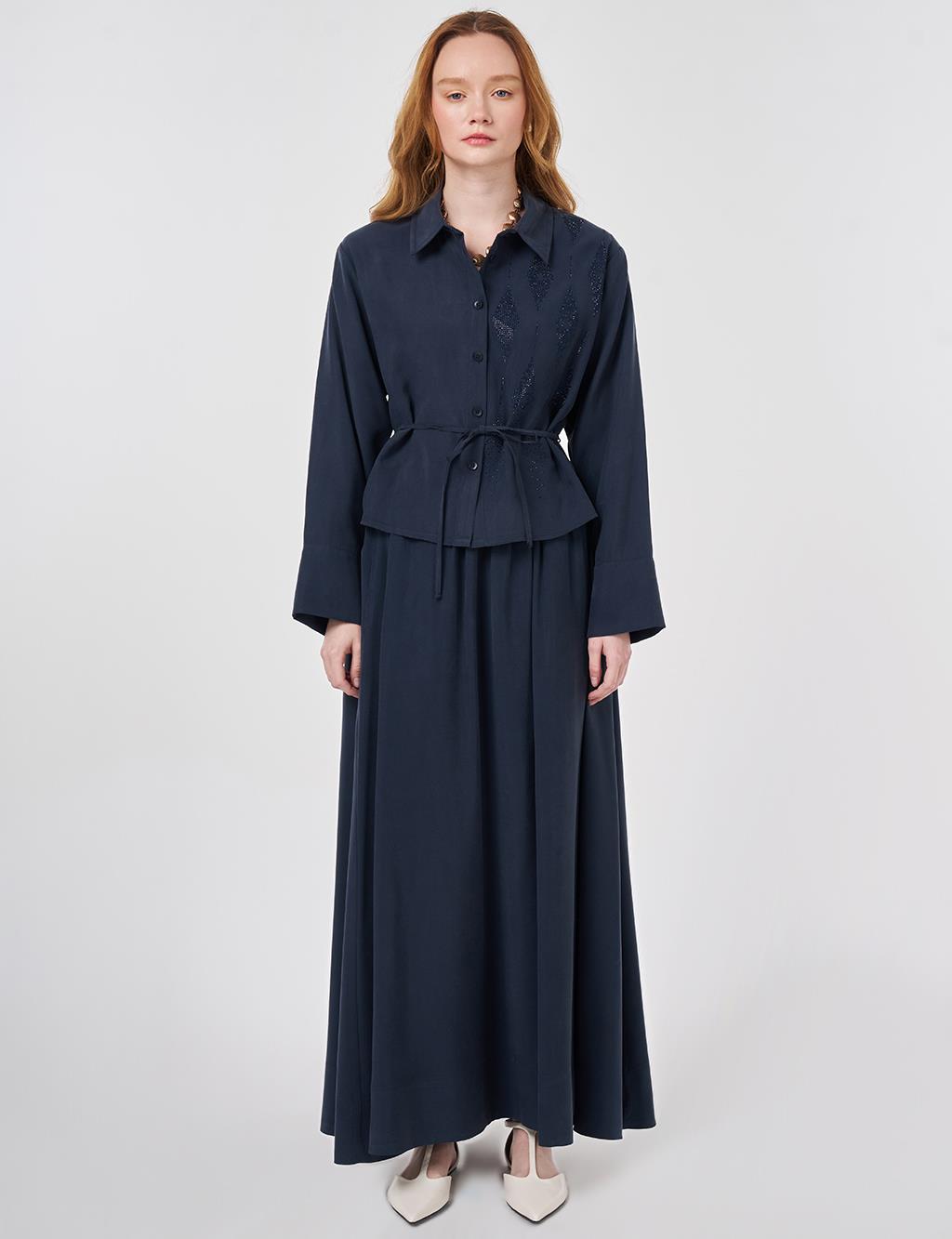 Hotfix Baskılı Etekli Takım Koyu Lacivert