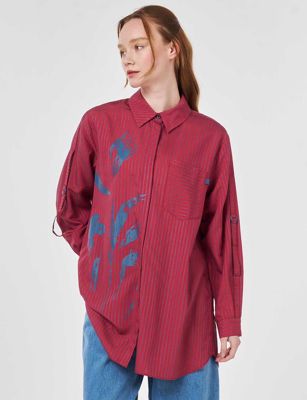Single Pocket Viscose Tunic Red