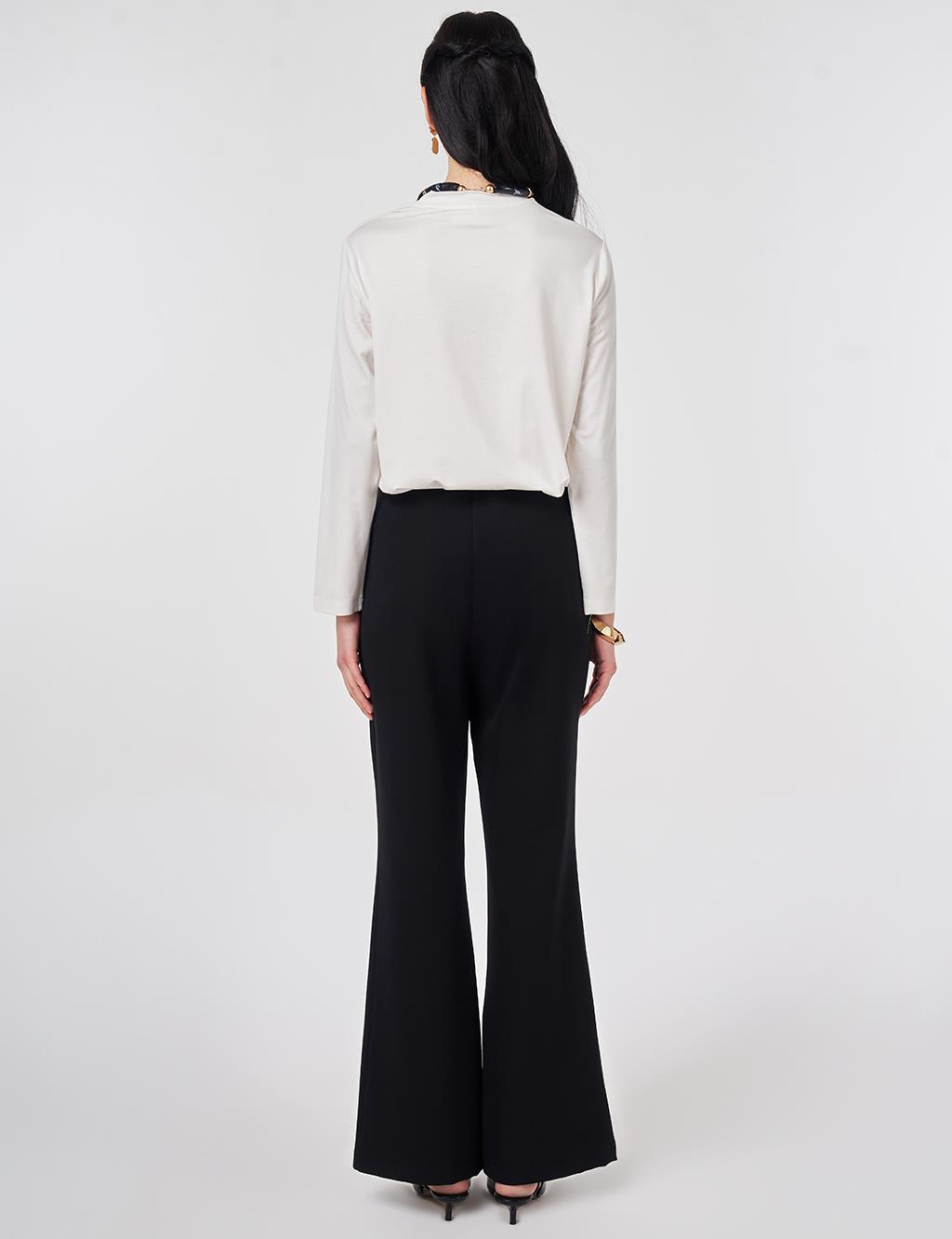 Basic Flared Trousers Black