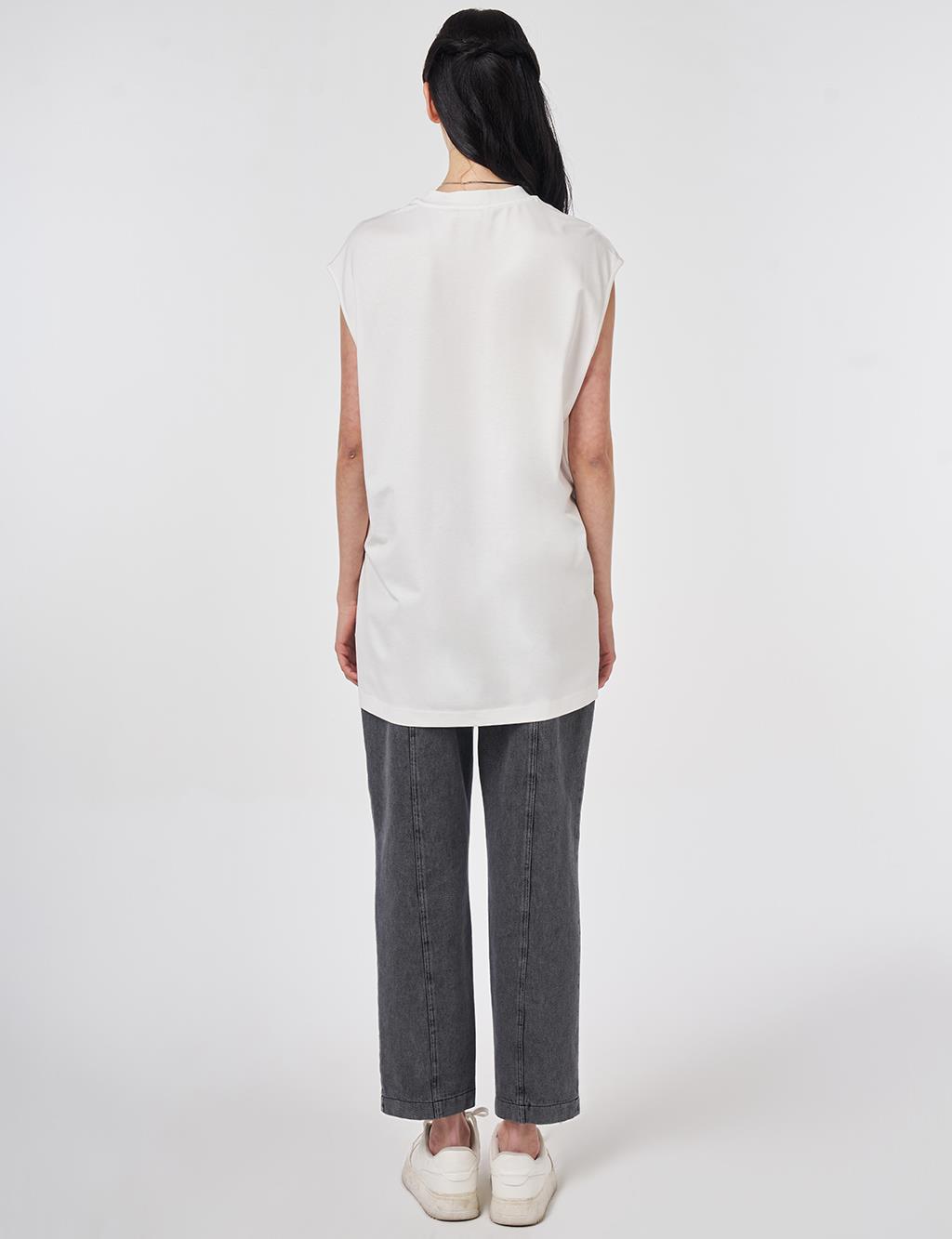 Sleeveless Knitted Blouse Ecru