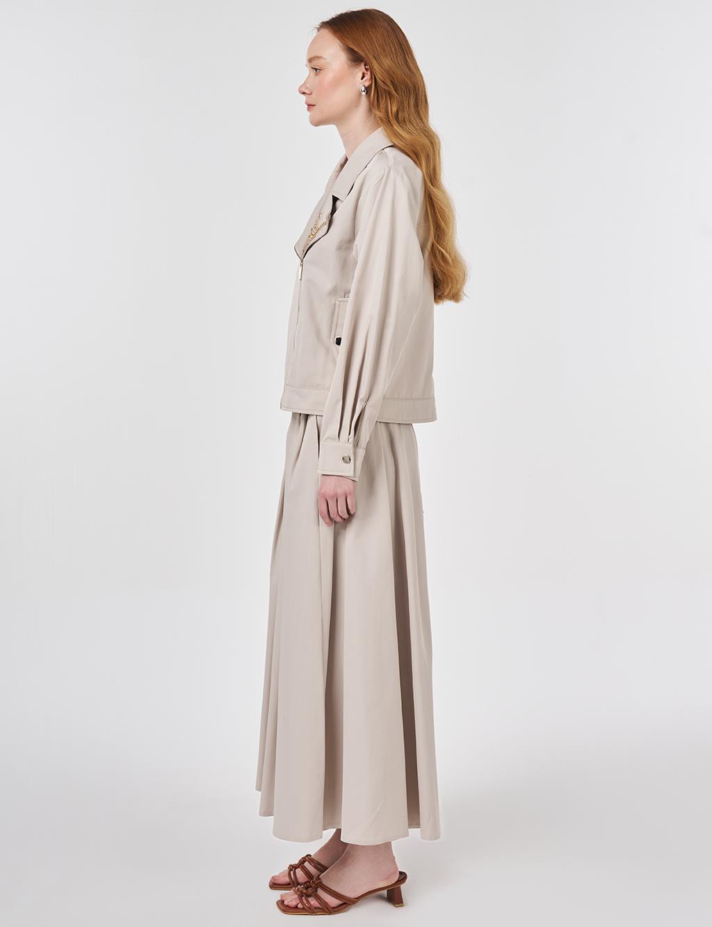 İşleme Detaylı Etekli Takım Taş