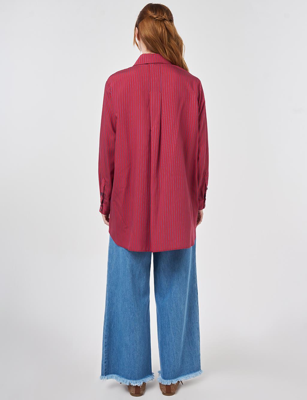 Single Pocket Viscose Tunic Red