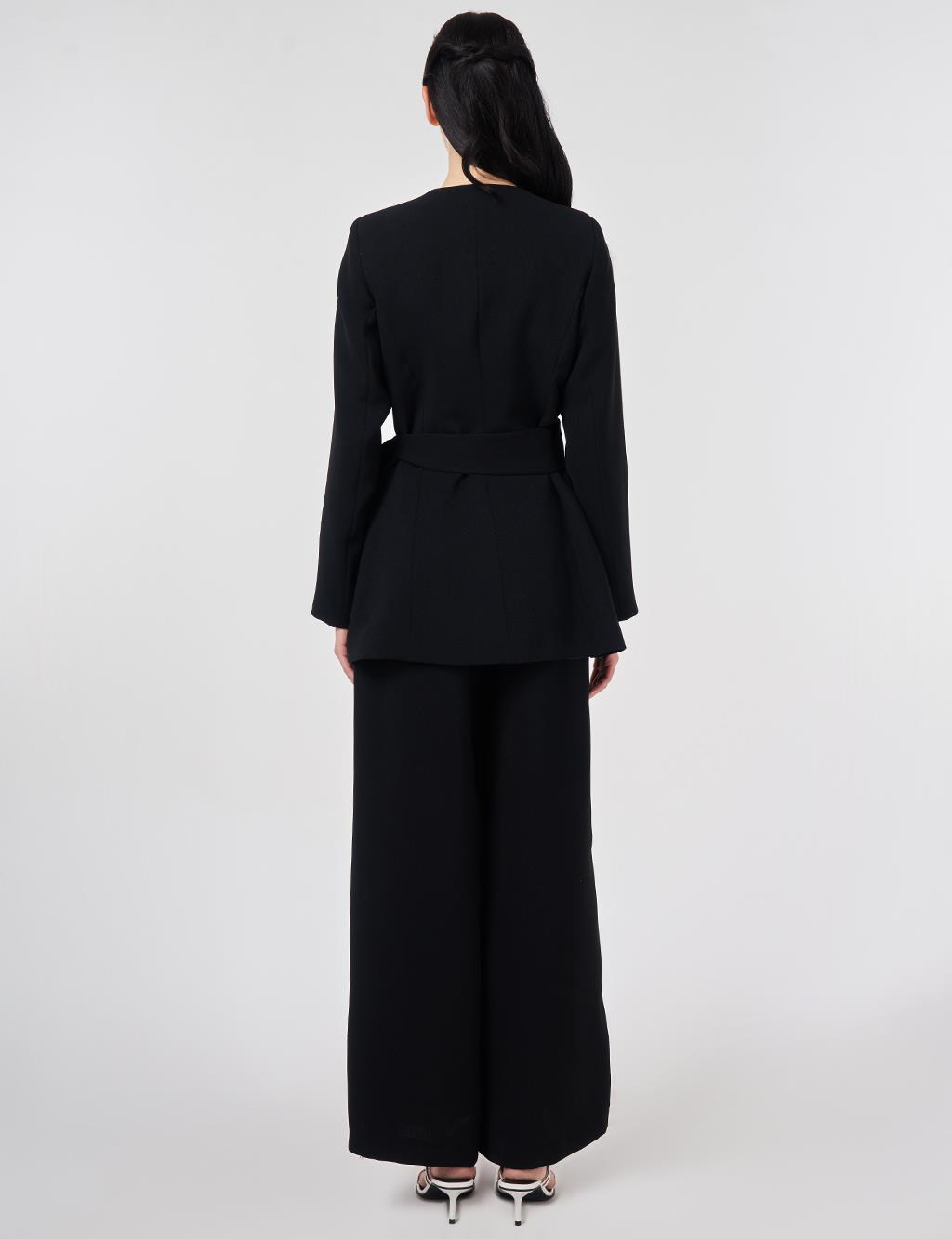 Kuşaklı İkili Takım Siyah