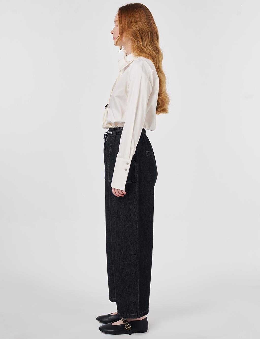 Denim Trousers with Bag Pockets Anthracite