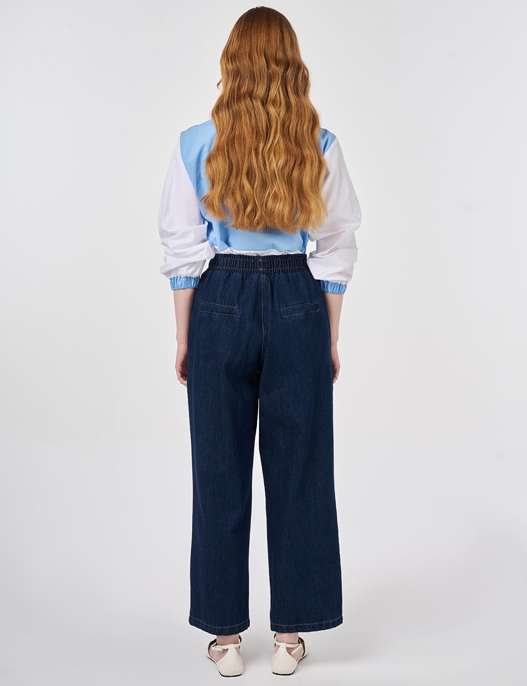 Denim Trousers with Bag Pockets Navy