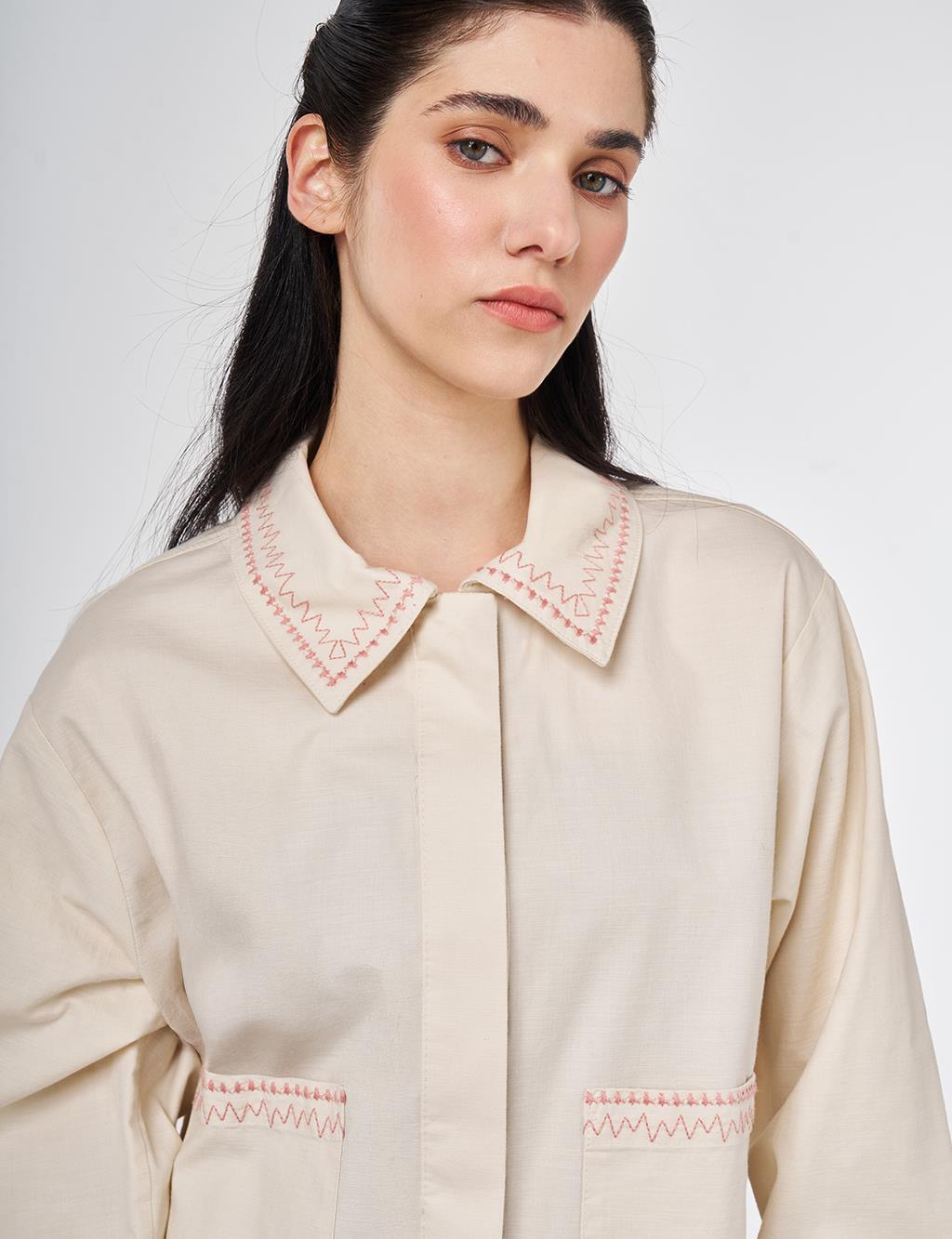 Punto Stitched Short Jacket Cream