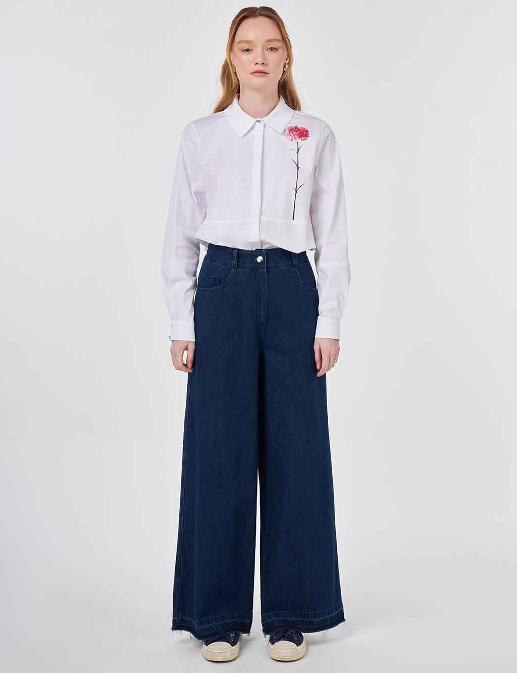 Elastic Waist Denim Pants Super Stone Wash