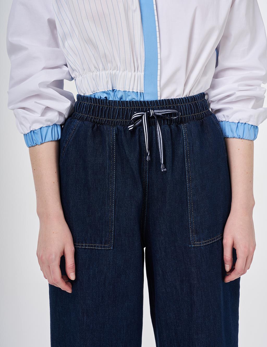Denim Trousers with Bag Pockets Navy