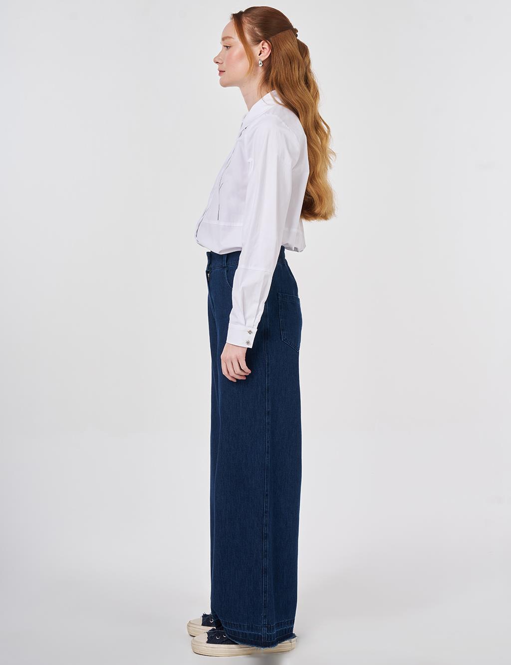 Elastic Waist Denim Pants Super Stone Wash