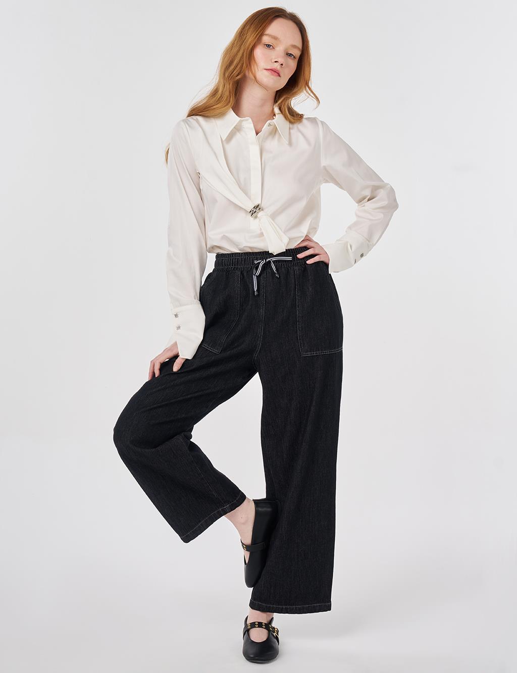 Denim Trousers with Bag Pockets Anthracite