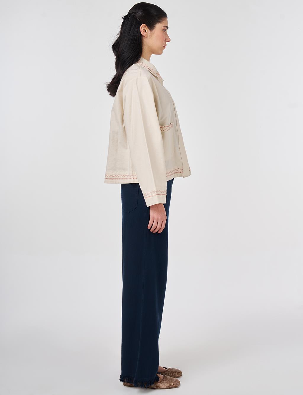 Punto Stitched Short Jacket Cream