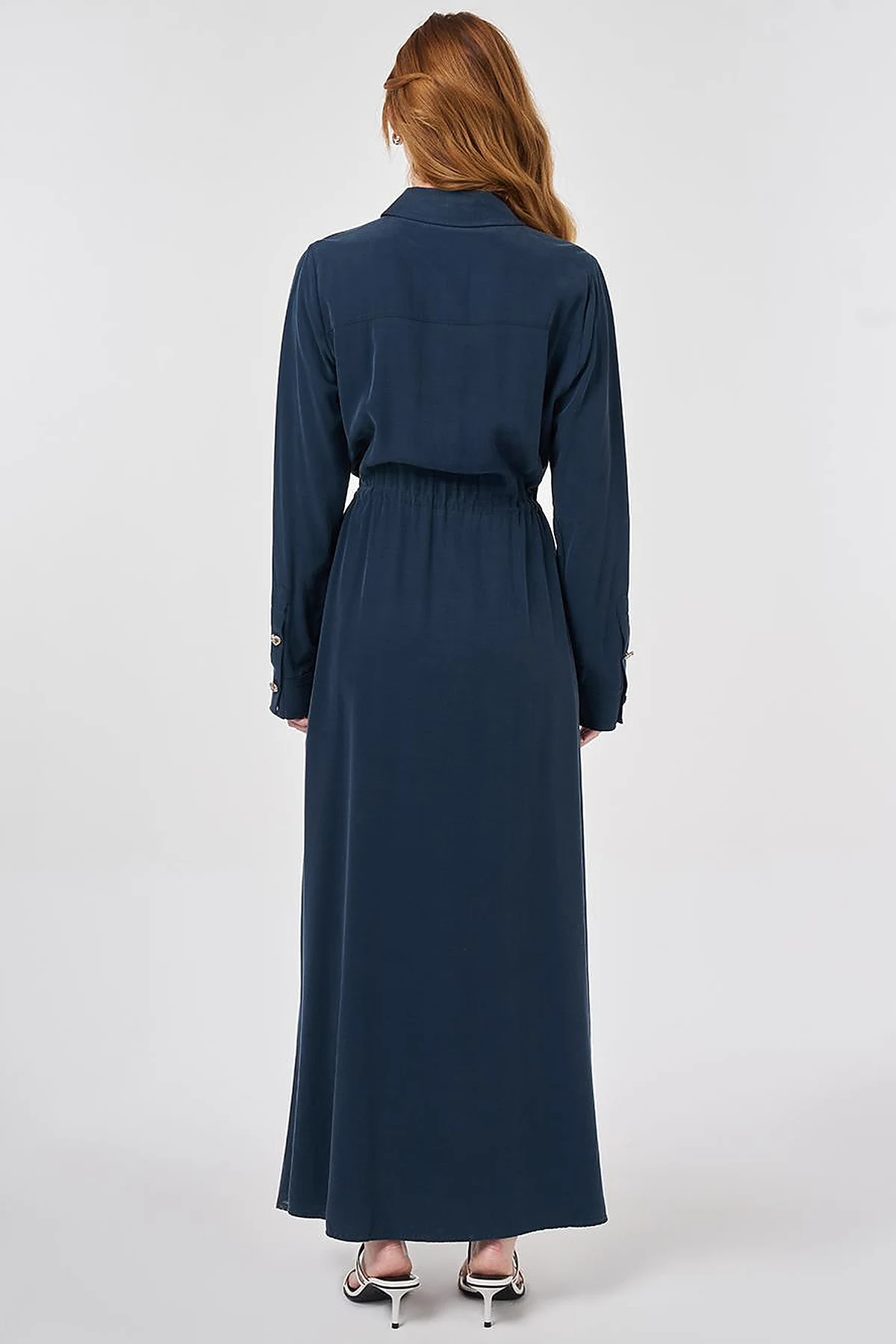 Waist Gathered Modal Dress Dark Navy