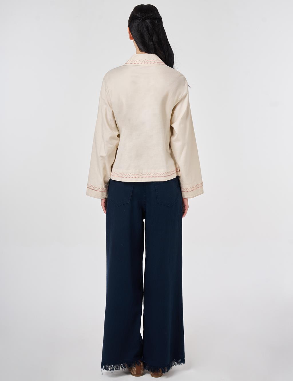 Punto Stitched Short Jacket Cream